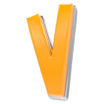 V Letter 3D Render png