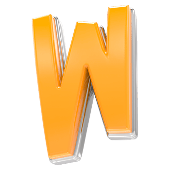 W Letter 3D Render png