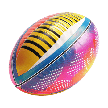 Colorful Rugby Ball on Transparent Background png