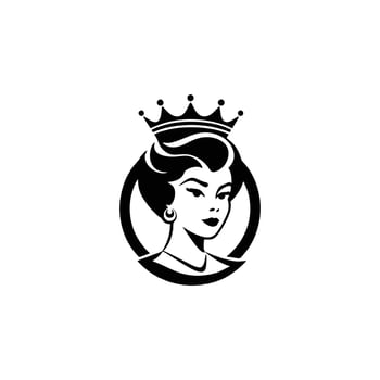 queen logo design beauty queen hair and mascot and logo. vector