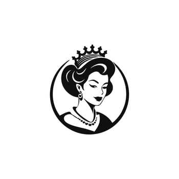 queen logo design beauty queen hair and mascot and logo. vector