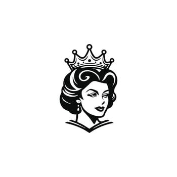 queen logo design beauty queen hair and mascot and logo. vector