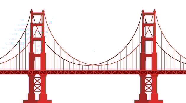 Golden Gate Bridge. US symbol. San Francisco, United States of America. Side view. Flat style illustration. vector