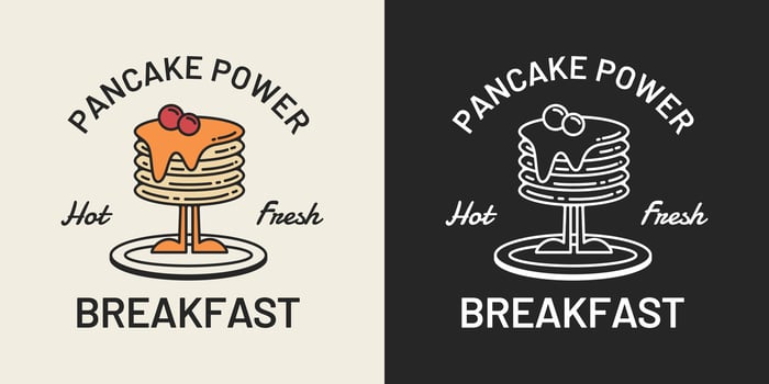 Pancake power breakfast typography. Stylish pancake mascot illustration for printable products. vector