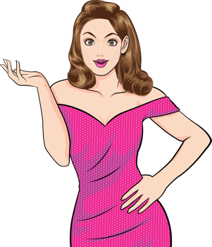 surprised young woman various gesture Pop Art Comic Style png