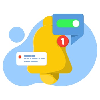 the concept of a notification appears, the notification has been successfully activated or turned on. allow, activate, enable notification message, reminder concept, flat design illustration. vector