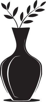 Vase with plant silhouette vector