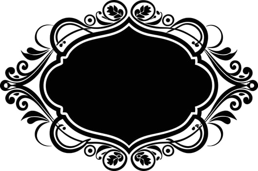 Calligraphic ornament blank frame illustration black and white vector