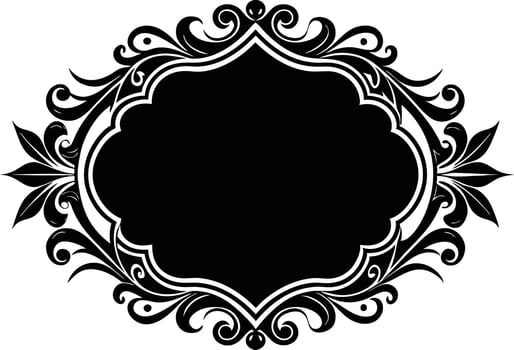 Calligraphic ornament blank frame illustration black and white vector