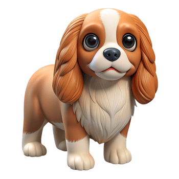 Cute cartoon cavalier king charles spaniel dog 3d illustration on the transparent background png