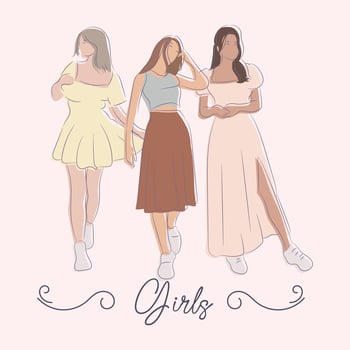 illustration of young women in feminine fashion with modern casual style and summer outfits vector