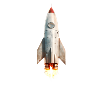 A rocket with a flame effect on the bottom against transparent background png
