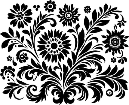 decorative Floral design Silhouette Motif Pattern, Flower design elements silhouette pattern black and white vector