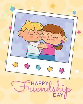 Friendship day Children hugging illustration vector