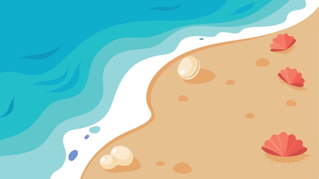 A beach scene with a blue ocean and white sand vector