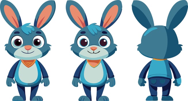 A cartoon rabbit with a blue shirt and a yellow bandana vector