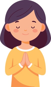 A girl is praying in a yellow shirt vector