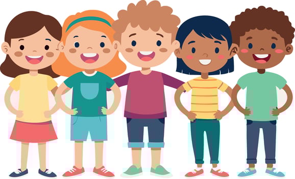 A group of children are standing together and smiling vector