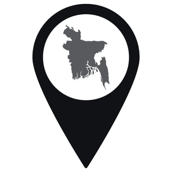 Bangladesh map. Map of Bangladesh on map pin icon black color isolated vector
