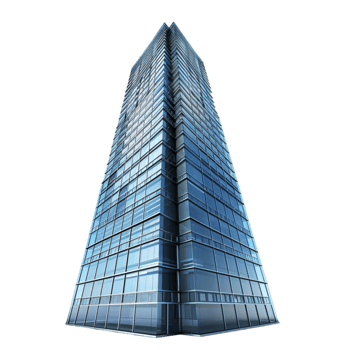 A tall building with windows on a transparent background Genereted AI png