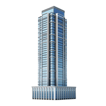 A tall building with windows on a transparent background Genereted AI png