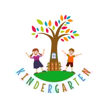 kindergarten, Preschool playgroup logo icon design template. Children school illustration vector