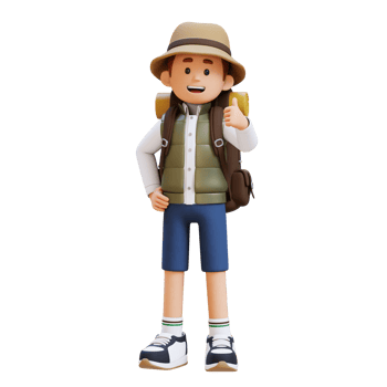 3D Traveller Character Giving Thumbs Up Pose png