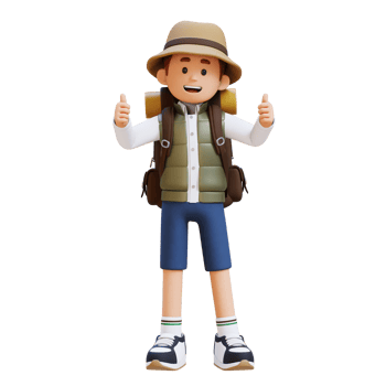 3D Traveller Character Giving Thumbs Up Pose png