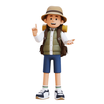 3D Traveller Character Explaining Pose png