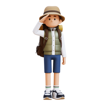3D Traveller Character Salute Pose png