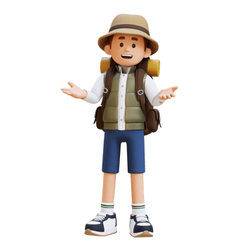 3D Traveller Character Communication Pose png