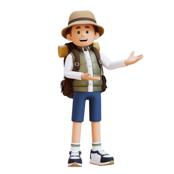 3D Traveller Character Presenting to the Left Pose png