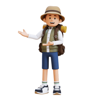 3D Traveller Character Presenting to the Right Pose png