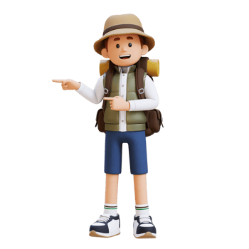 3D Traveller Character Pointing to the Right Pose png