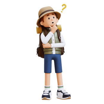 3D Traveller Character Confused and Thinking Pose png
