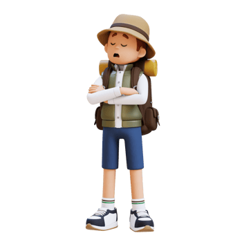 3D Traveller Character in Denial or Dissatisfaction Pose png