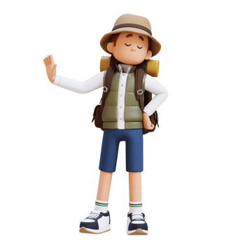 3D Traveller Character in Stop Refusal Pose png