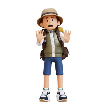 3D Traveller Character Fear and Denial Poses png