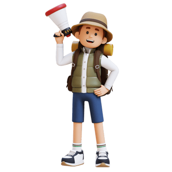 3D Traveller Character Holding Megaphone png