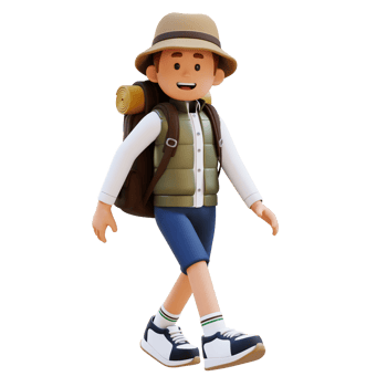 3D Traveller Character Walking Pose png