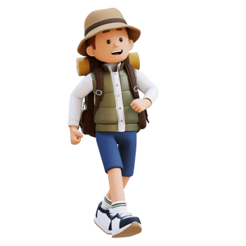 3D Traveller Character Walking with Confident png