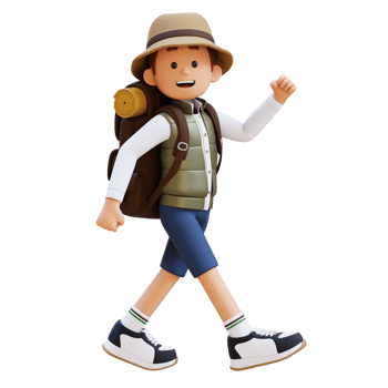 3D Traveller Character Walking with Confident png