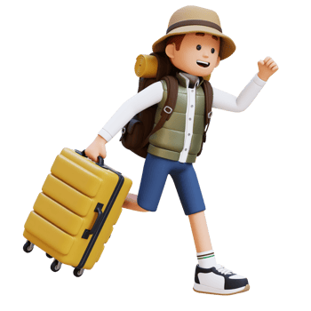 3D Traveller Character Running with Suitcase png