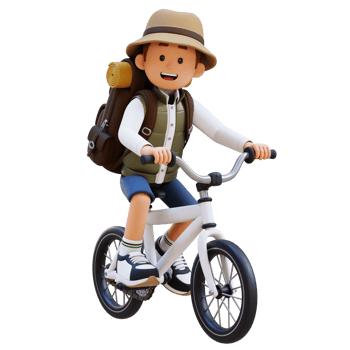 3D Traveller Character Riding Bicycle png