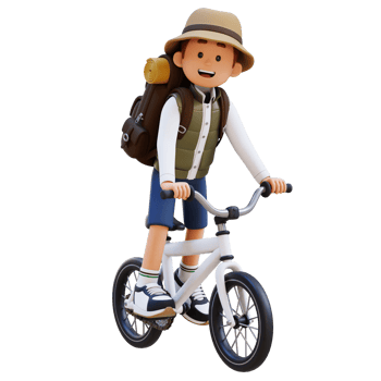 3D Traveller Character Riding Bicycle png