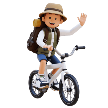 3D Traveller Character Riding Bicycle png