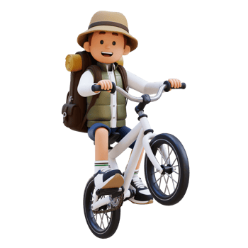 3D Traveller Character Riding Bicycle png