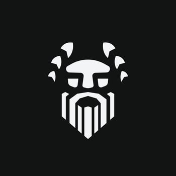 a black and white logo of a zeus head with a white beard. vector