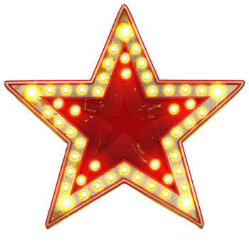 3d gold Star and glitter light effect decoration. png