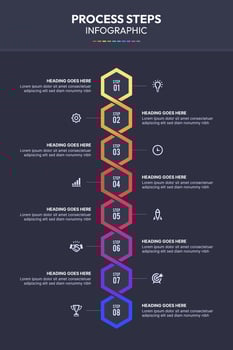 Process Workflow 8 Steps Modern Design Template for Infographics vector